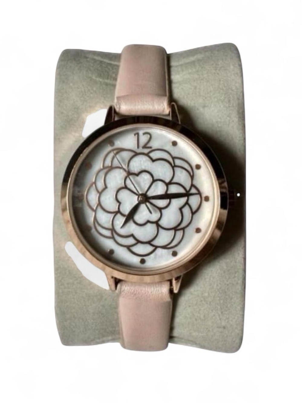 Women's Rose Gold Floral Dial Watch with Pink Band